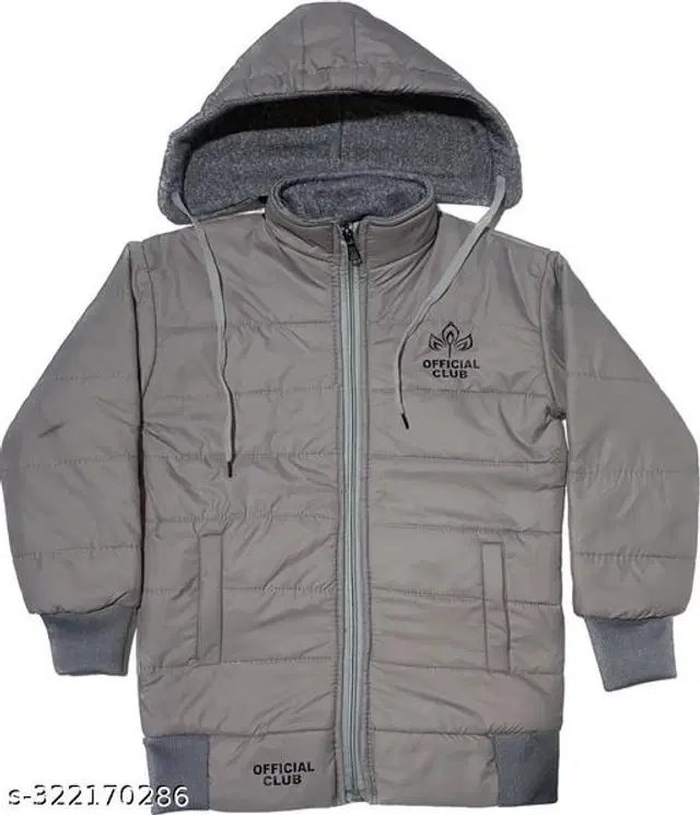 Polyester Jacket for Boys (Grey, 2-3 Years)