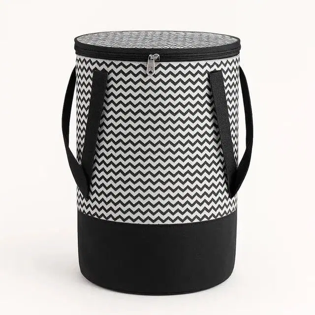 Canvas Laundry Basket,Black,  (Pack Of 1)