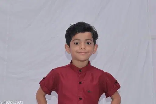 Solid Cotton Blend Kurta Set for Boys (Maroon, 12-13 Years)