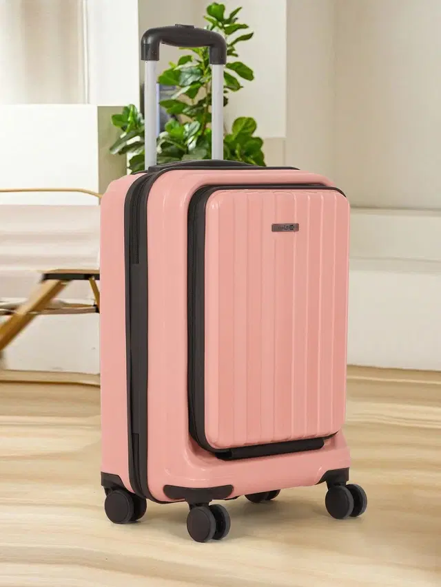 Teakwood Xylo Small Premium Hard Trolley Bag With 360° Spinner 8 Wheels, Rose