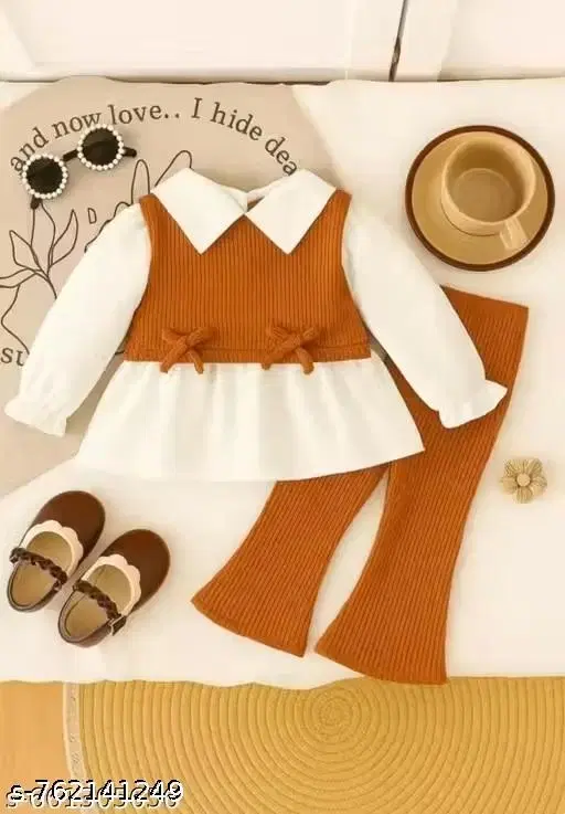 Cotton Blend Clothing Set for Girls, Pink (1-2 Years)