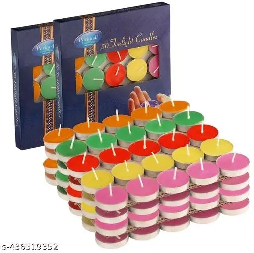 AMAZE WEAL Tealight Unscented Candles, Multicolor, Pack of 100