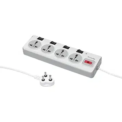 Extension Cord With 4 Yard Copper Cable & 4 Universal Sockets With 4 Individual Switches, Multicolor, D28