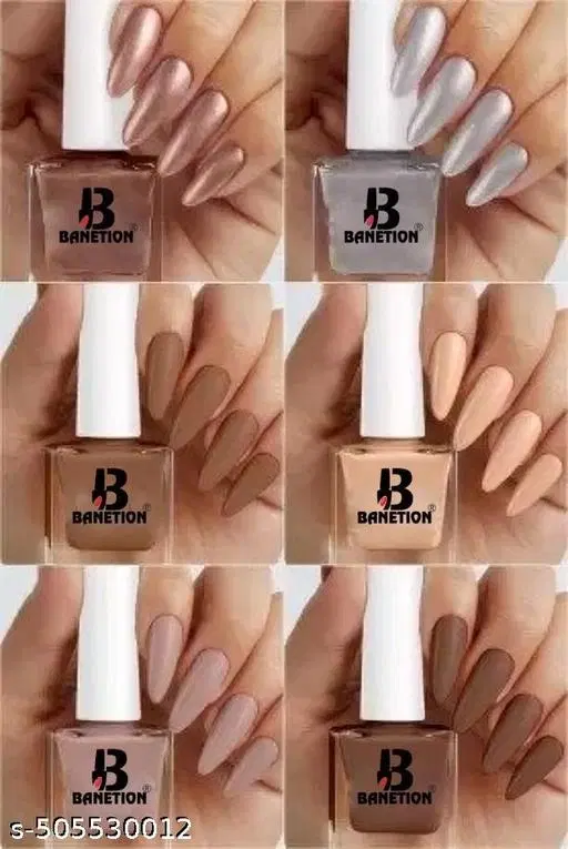 Banetion Matte Nail Polish, Multicolor, Pack of 6
