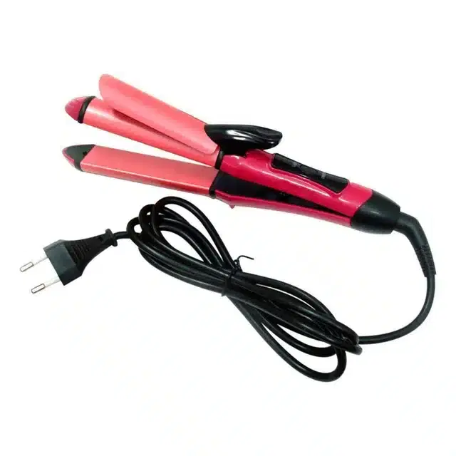 2 in 1 Hair Straightner & Curler, Multicolor, 1000 W