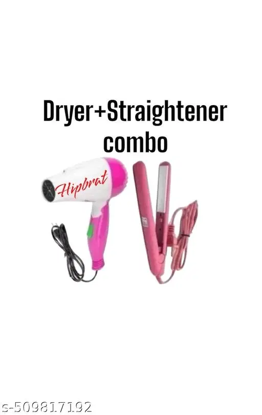 Mini Hair Straightner with Hair Dryer, Multicolor, Set of 2