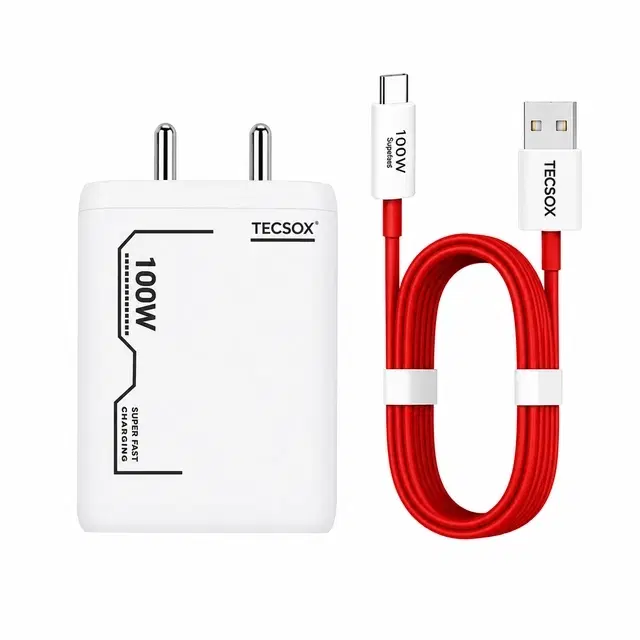 TecSox 100W Super Fast Charger + Cable | Fast Charging and High Speed Data Transfer