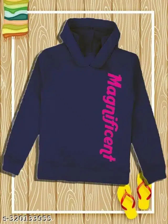 Cotton Full Sleeves Hoodie for Girls (Navy Blue, 8-9 Years)