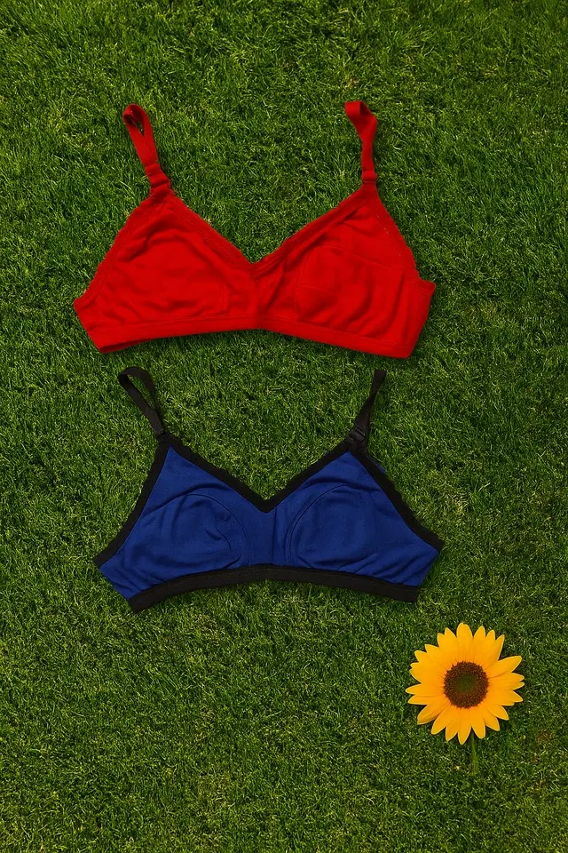 Hosiery Solid Non-Padded Bras for Women, Pack  of 2, Multicolor (36 B)