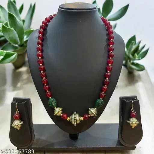 Pearl Jewellery Set Women & Girls, Maroon