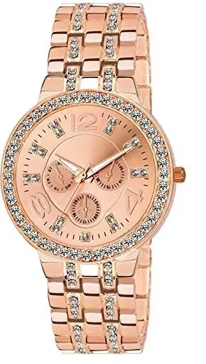 Round Dial Analog Watch for Women,Gold