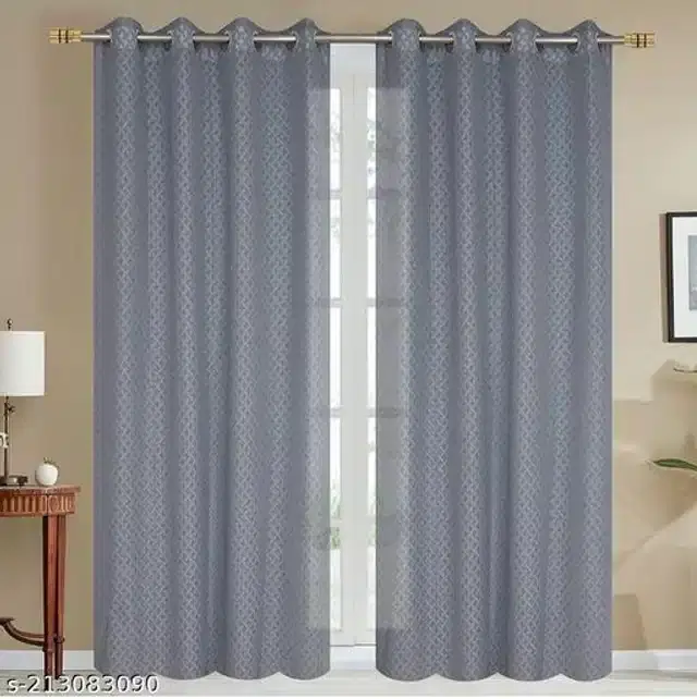 Curtains for Door, Grey, 5 Feet, Pack of 2