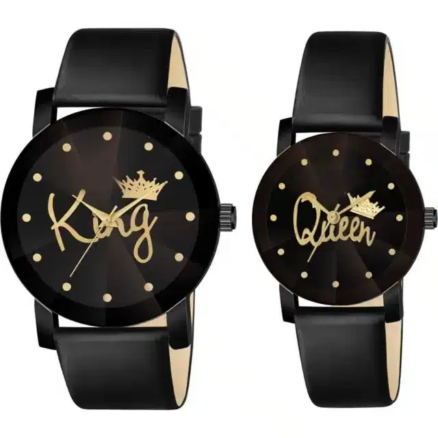 Couple Analog Watches, Pack of 2 (Black)