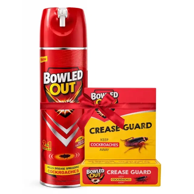 Bowled Out Cockroach Killer Spray 200ml + Bowled Out Crease Guard for Cockroaches 19 g