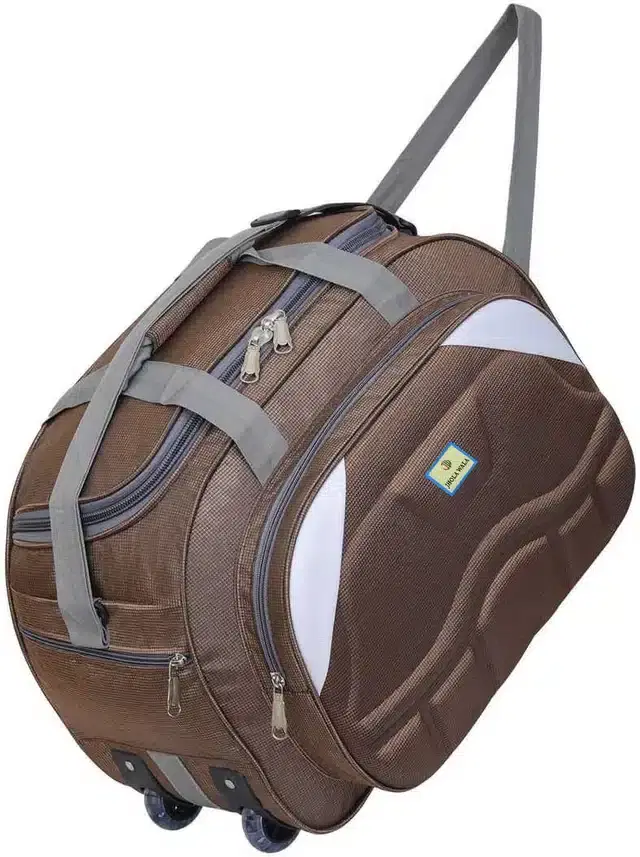Polyester Traveling Luggage Bag with Wheels, Brown,60 L