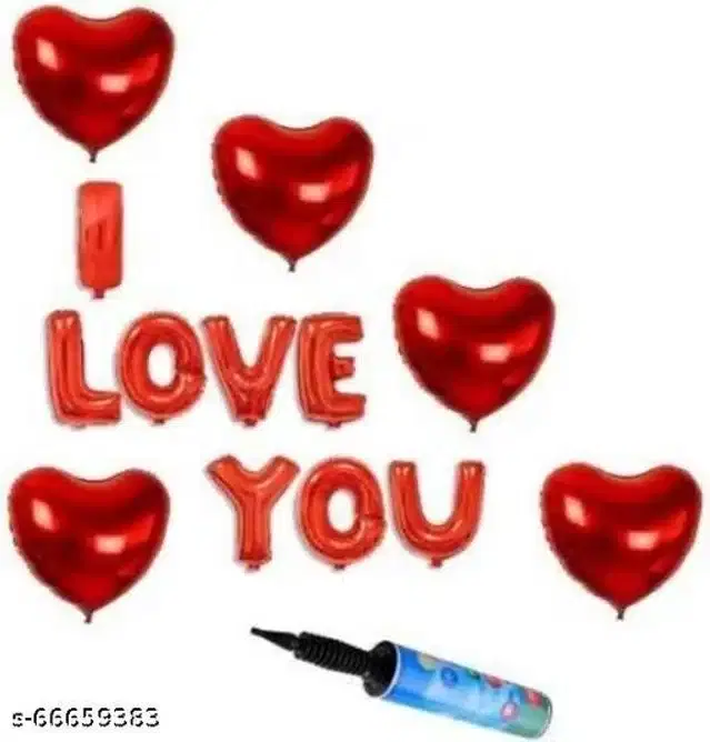 Love You Decoration Kit, Red & Blue, Set of 7