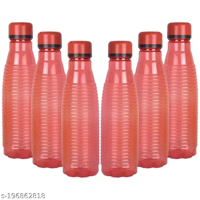 Plastic Water Bottles Set, Pack of 5, Red, 1000 ml
