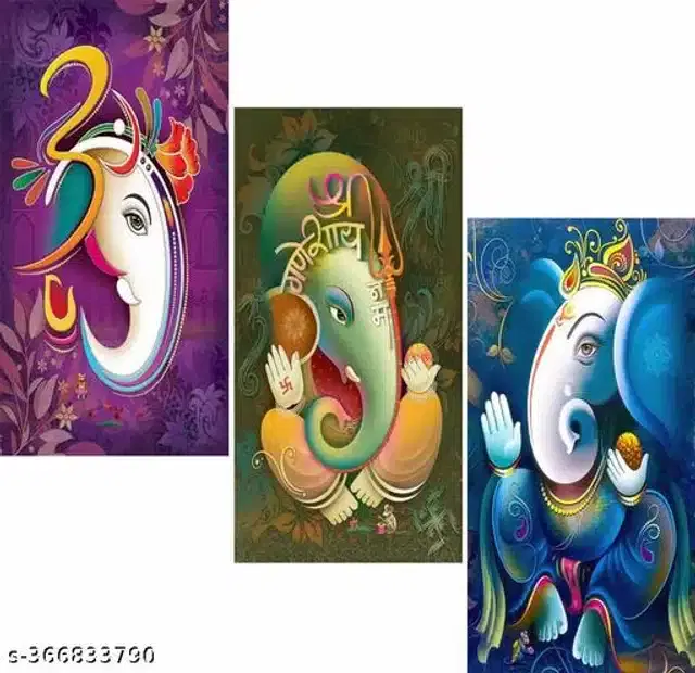 Wooden UV Coated Digital Painitings, Multicolor, 12x18 inches, Pack of 3