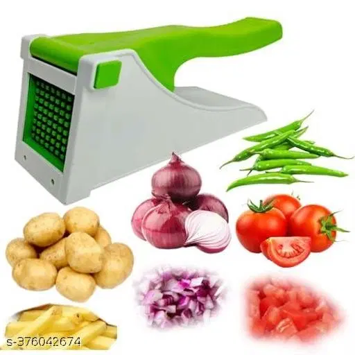 Plastic Manual Vegetables Chopper, Green & White
