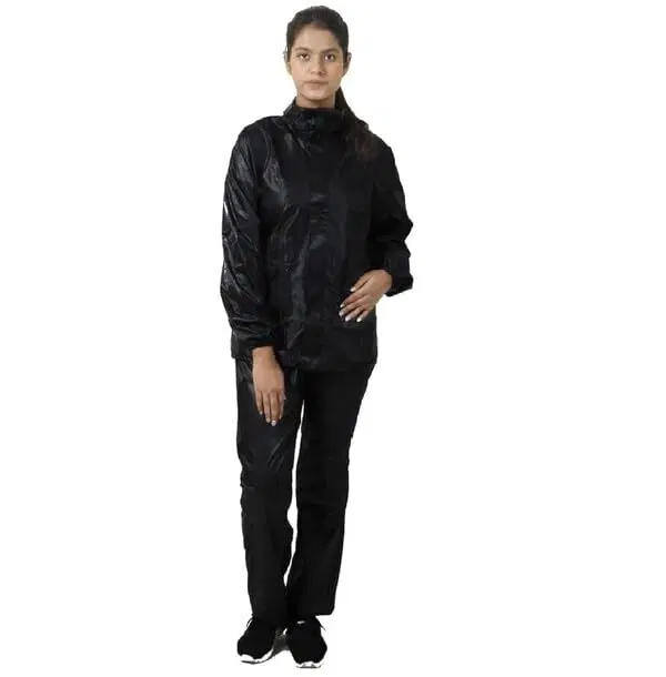 Polyester Rain Suit for Men & Women (Black, XXL) (Set of 1)