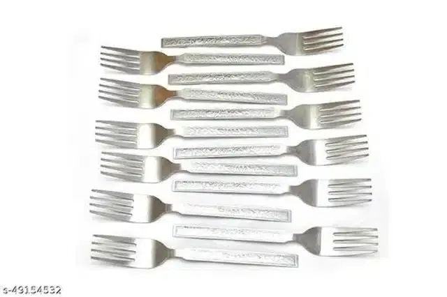 Steel Fork Set, Silver, Pack of 12