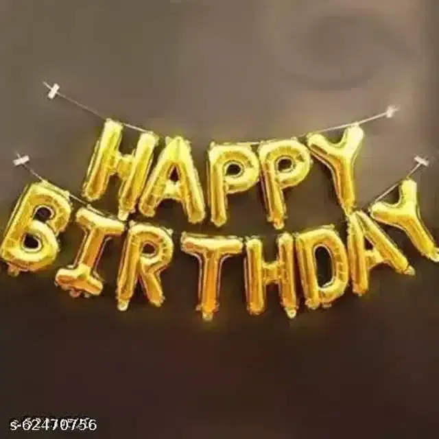 Happy Birthday Foil Balloons Banner for Decoration, Multicolor, Pack of 13
