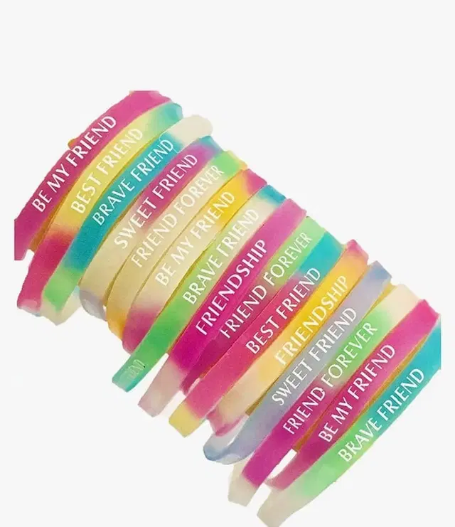 Rubber Wrist Band for Men & Women, Multicolor, Pack of 20