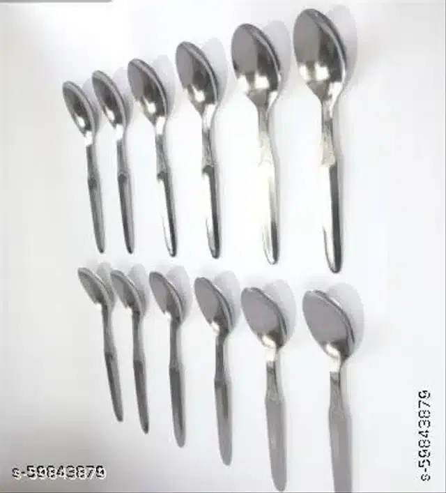Stainless Steel Spoon Set, Silver, Pack of 12