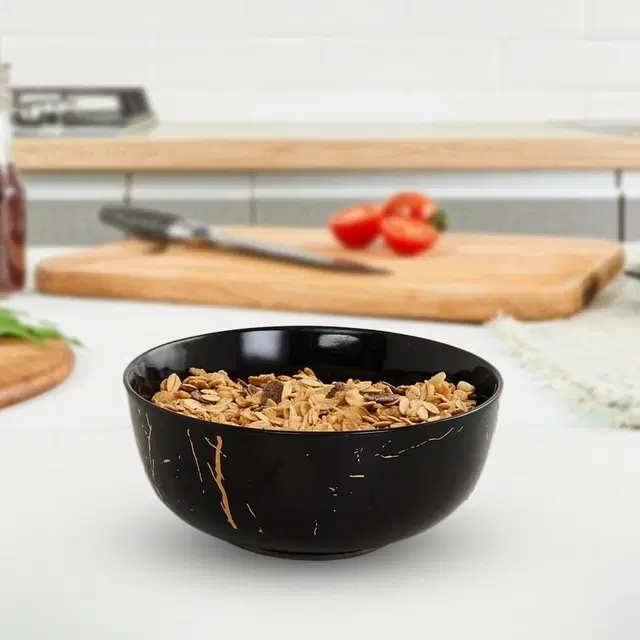 DINE SMART-Melamine Euro Veg Bowl, Black Static,Pack of 2