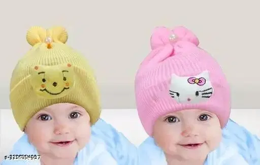 Printed Cap for Kids, Pack of 2 (Multicolor)