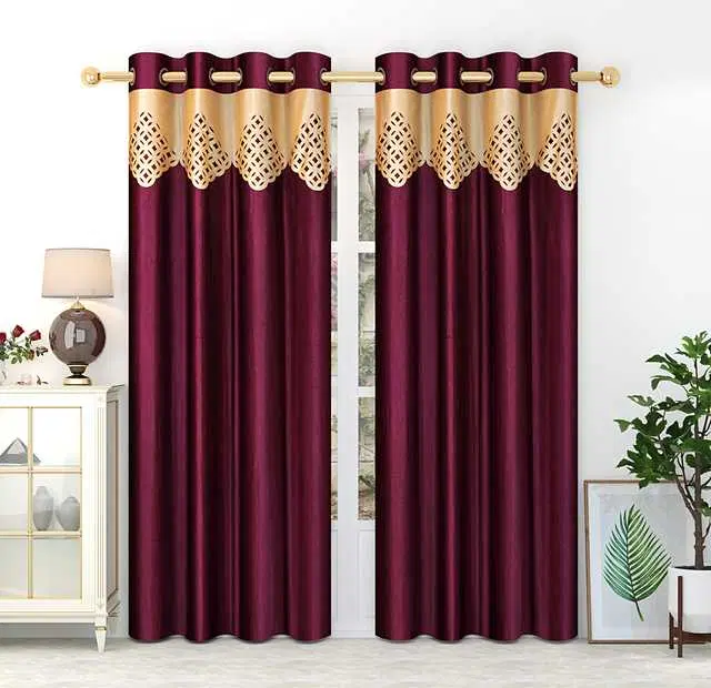 Homefab Polyester Curtains, Wine, 5 Feet, HF-173