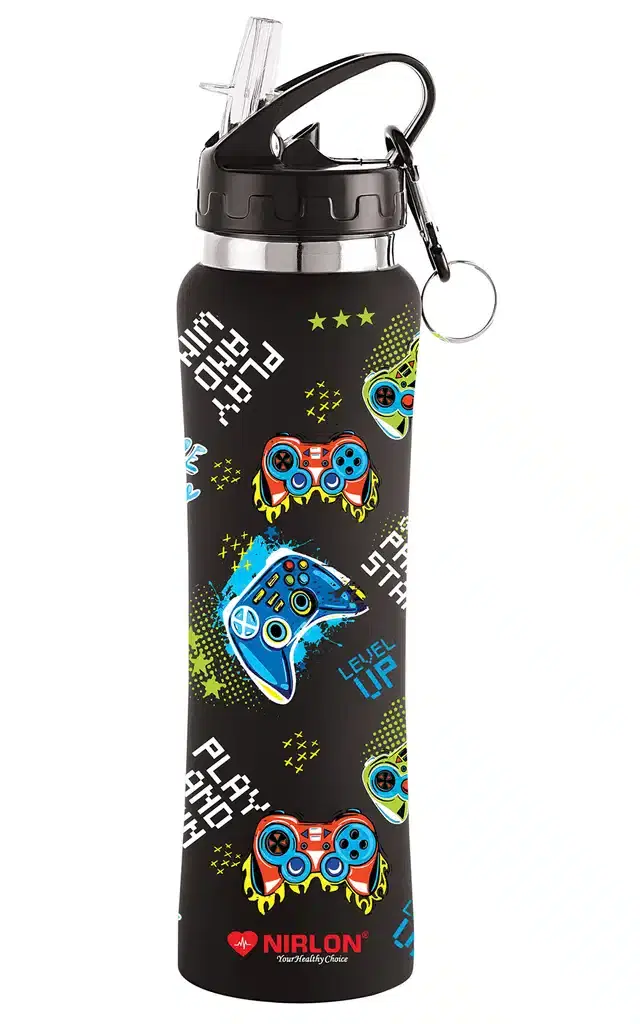 Stainless Steel Sipper Water Bottle, Black, 750 ml