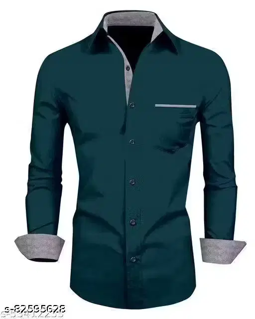 Formal Wear Cotton Blend Shirt for Men, Teal (L)