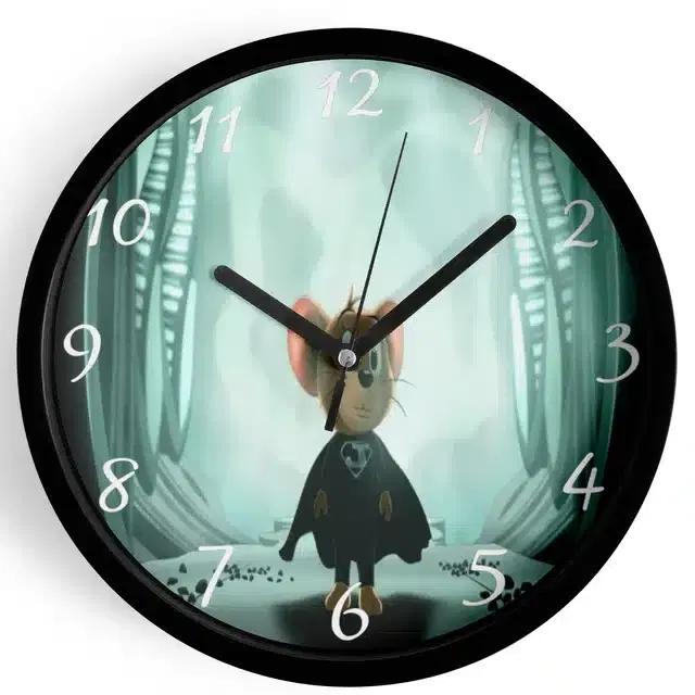 Analog Tom & Jerry Wall Clock for Home, Black, 7 Inches
