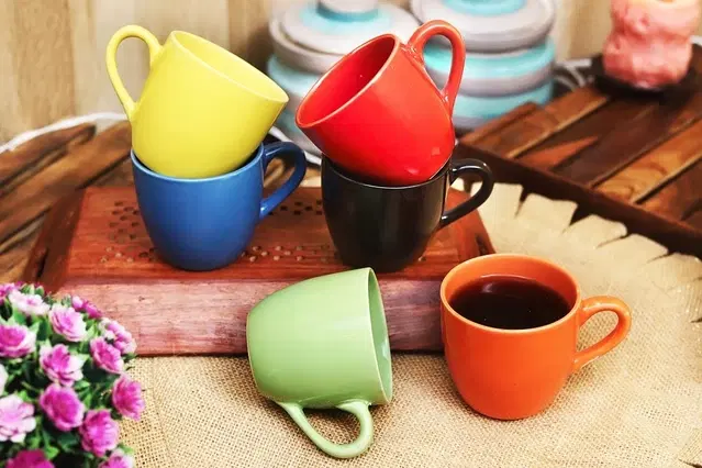 Ceramic Tea & Coffee Cup, Multicolor, Pack of 6 (140 ml)
