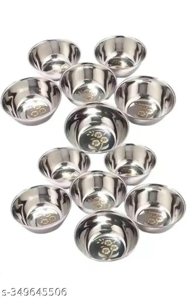 Stainless Steel Bowls, Silver, 250 ml, Pack of 12