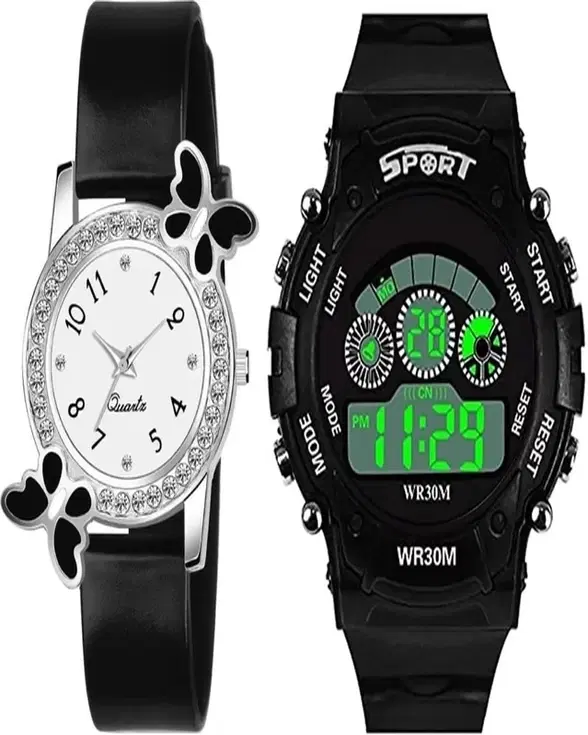 Analog with Digital Watch for Women & Girls, Set of 2 (Multicolor)