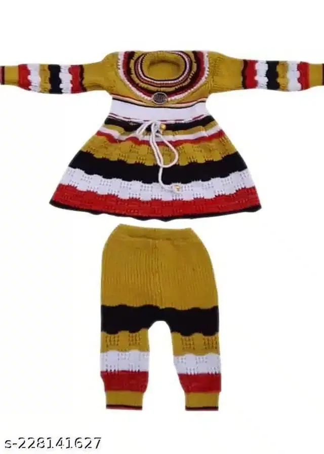 Woolen Sweater & Pant for Girls (Multicolor, 6-9 Months)