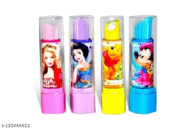 Lipstick Shape Eraser, Multicolor, Pack of 4