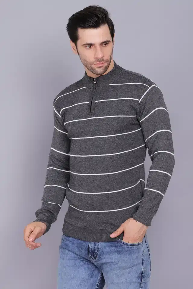 Men's Casual Sweater (Charcoal, L) (A-13)