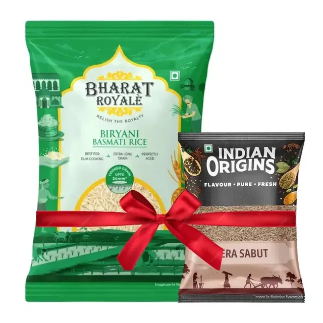 Bharat Royale Biryani Basmati Rice 900 g + Indian Origins Jeera Sabut 50 g
