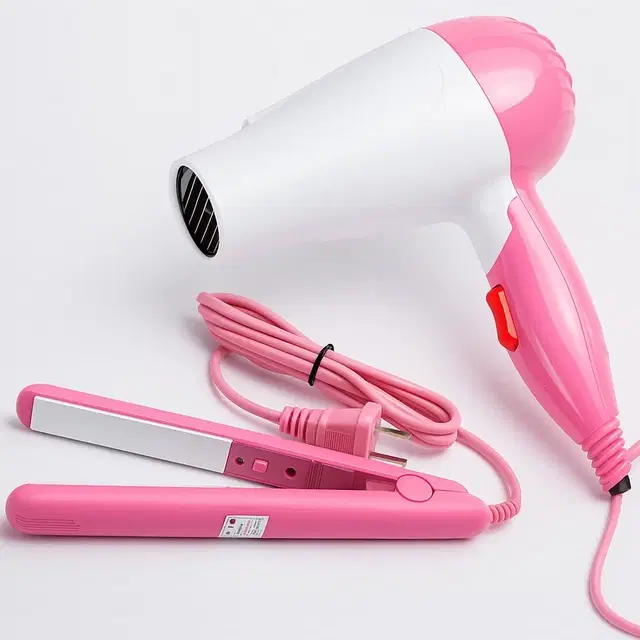 Hair Straightener & 1000W Hair Dryer Combo | Quick Heat-Up | Travel-Friendly Styling Set
