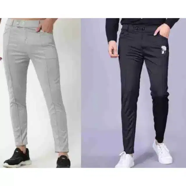 Modal Track Pant for Men, Pack of 2 (Grey & Black, Free Size)