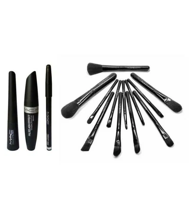 Lenon Combo of Liquid Eyeliner Mascara&Eybrow Pencil Brush, Set of 12, 100 g, S-89