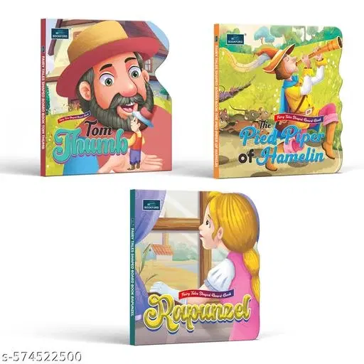 Fairy Tale Shaped Board Book | Rapunzel, Pied Piper, and Tom Thumb | for kids | classic story books | (Set of 3)