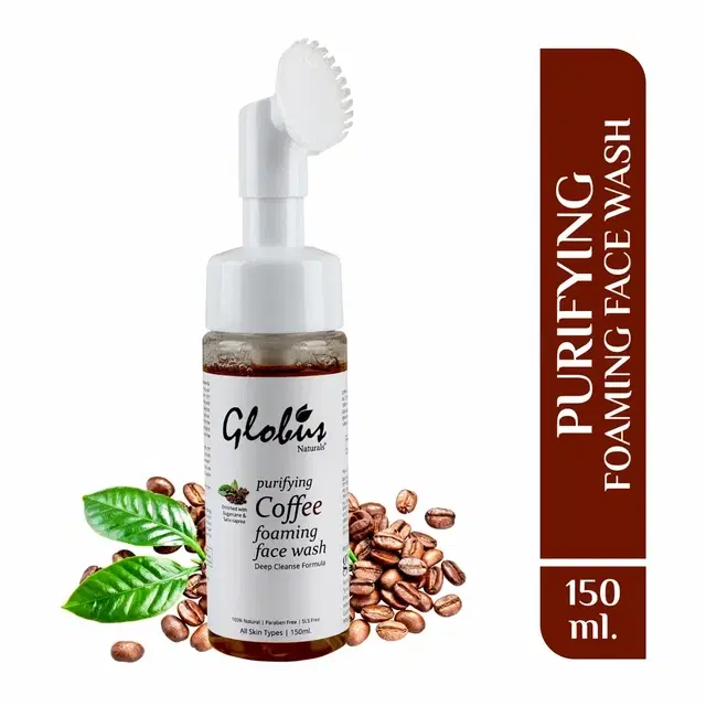 Globus Naturals Coffee Brightening Foaming Face Massage Brush Face wash 150 ml