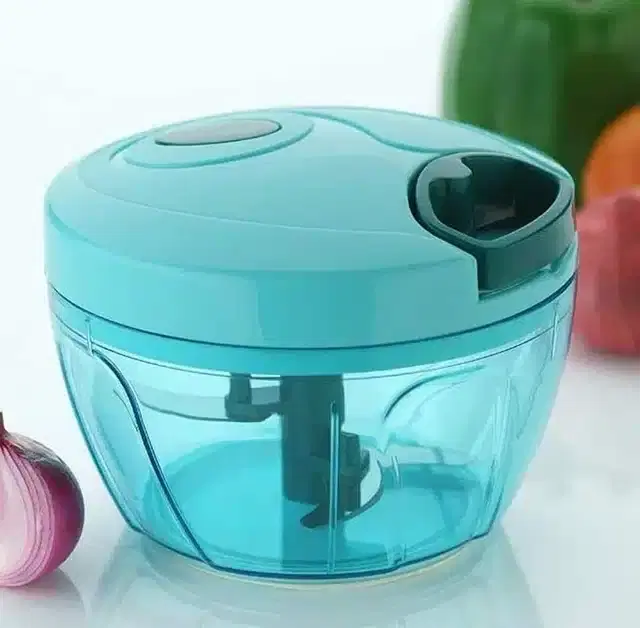Plastic Manual Vegetable Chopper, Blue