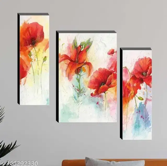 MDF Wooden UV Coated Digital Painitings, Multicolor, 12x18 inches, Pack of 3