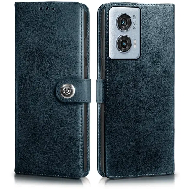 Artificial Leather Mobile Flip Cover for Motorola Edge 50 Fusion, Blue