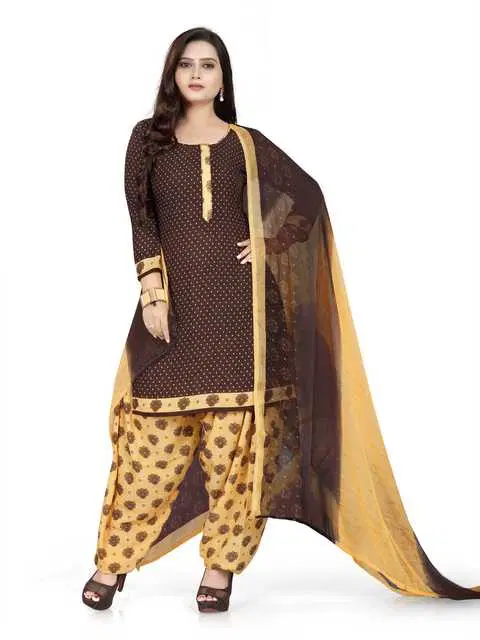Sharda Creation Women's Dress Material (Brown) (SC60)
